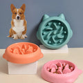 Calm Bowl Slow Feeder - green bone-pattern bowl
