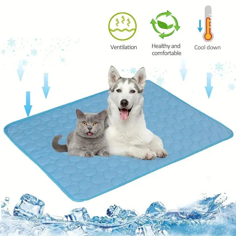 Cool-Down Mat - dog and cat resting on cooling mat